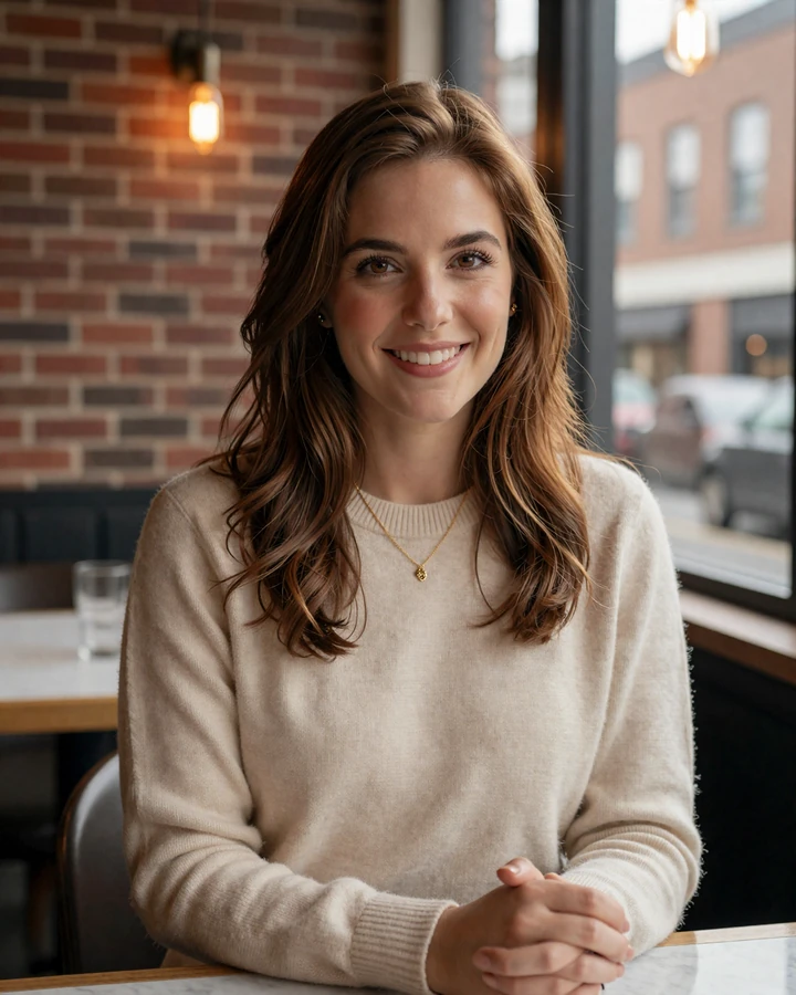 Verified SugarMatch member Avery at a Short North Columbus restaurant in warm evening light