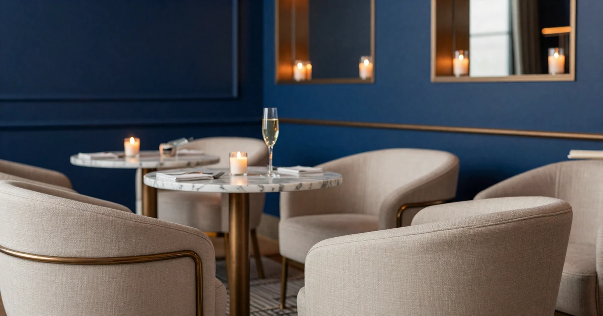 Private members lounge interior with bronze accents and warm candlelight illustrating the premium feel of modern sugar dating